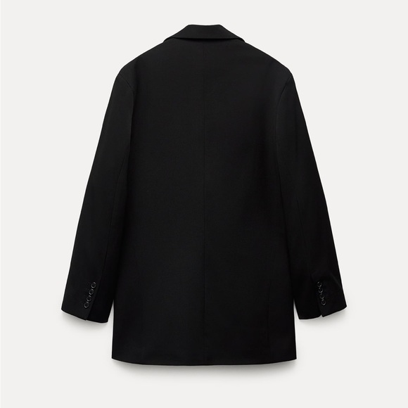 Zara Black Long Oversized double breasted Jacket Blazer Coat Size XS - S NWT - Picture 9 of 16